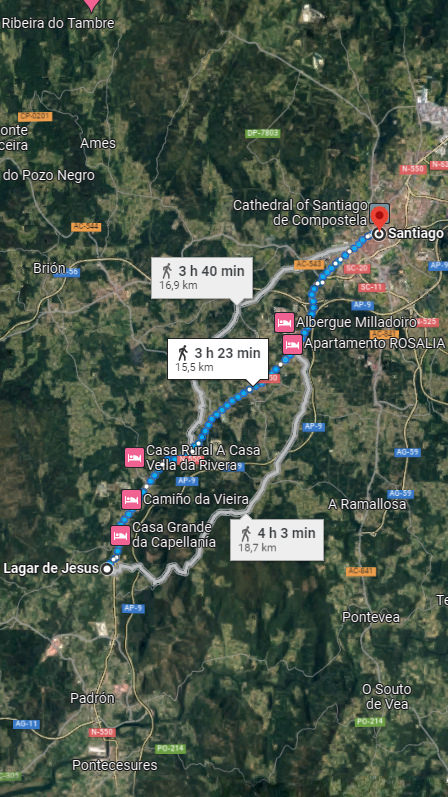 Z Lagar de Jesus do Santiago de compostela. Camino 20km, den 13.
